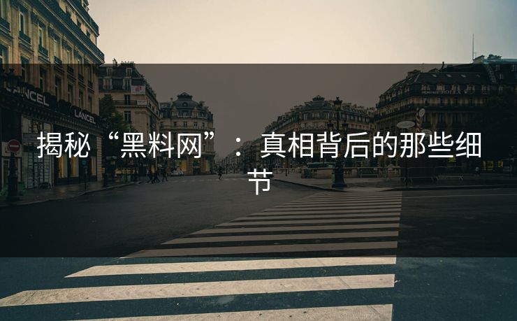 揭秘“黑料网”：真相背后的那些细节