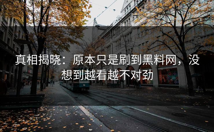真相揭晓：原本只是刷到黑料网，没想到越看越不对劲