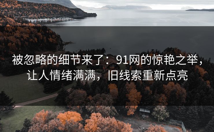被忽略的细节来了:91网的惊艳之举,让人情绪满满,旧线索重新点亮 被忽略的细节来了:91网的惊艳之举,让人情绪满满,旧线索重新点亮