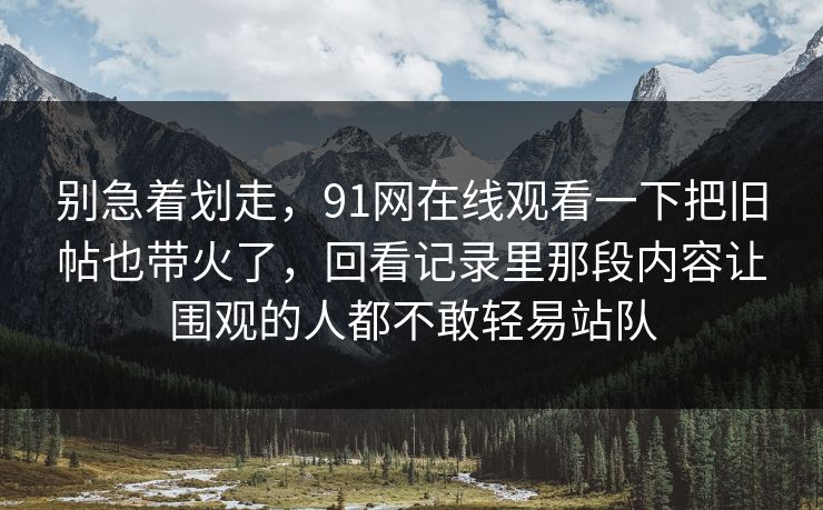 别急着划走，91网在线观看一下把旧帖也带火了，回看记录里那段内容让围观的人都不敢轻易站队
